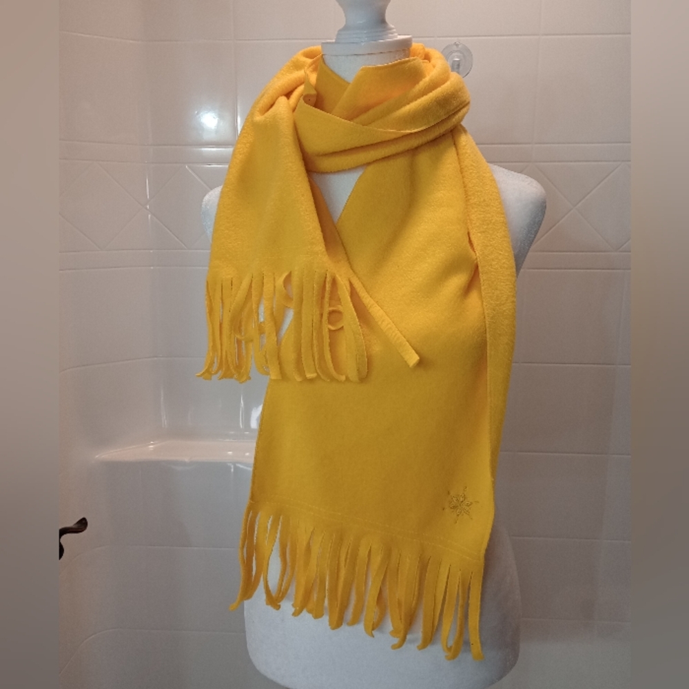 Yellow Fleece Scarf with Fringe